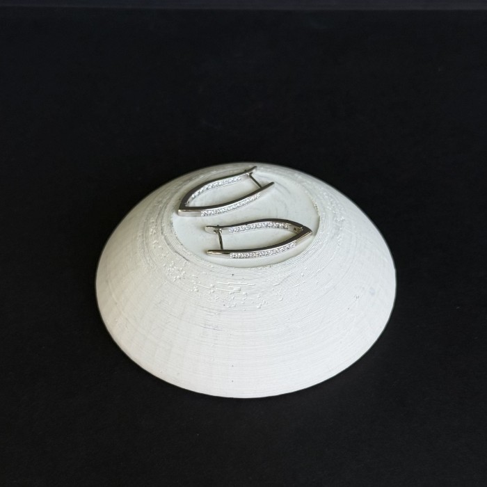 Navette (Badem) Form Uzun Küpe – Taş Şeritli resmi