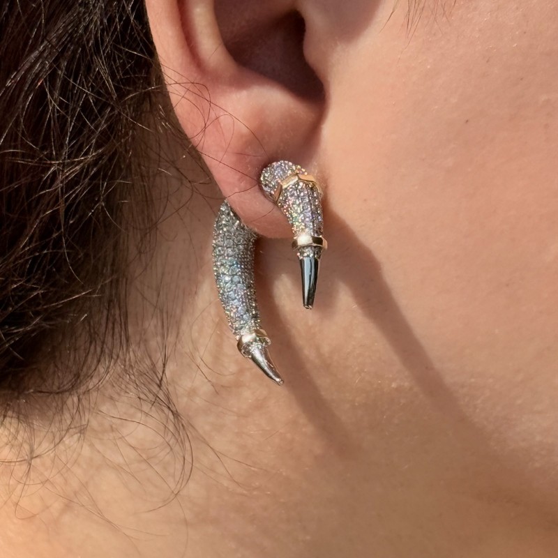 Segment Bantlı Pavé Boynuz Küpe resmi