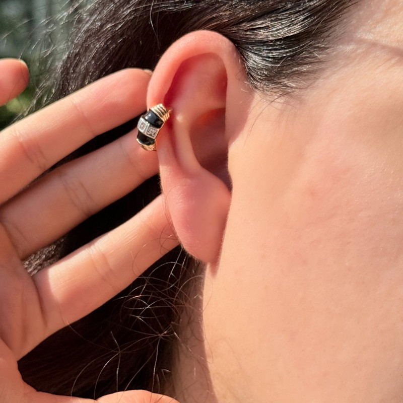 Kafes Model Kıkırdak Küpe (Siyah Renk) resmi