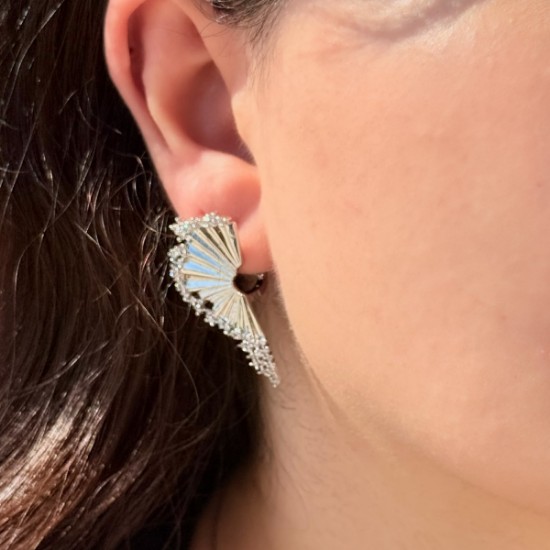 Yelpaze Formlu Küpe (Gümüş) resmi