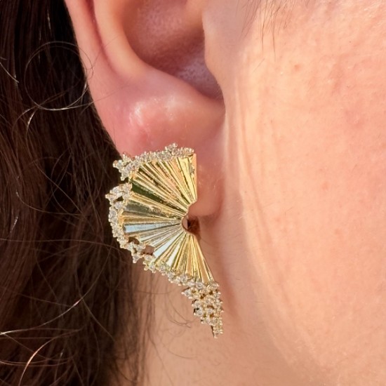 Yelpaze Formlu Küpe (Altın Sarısı) resmi