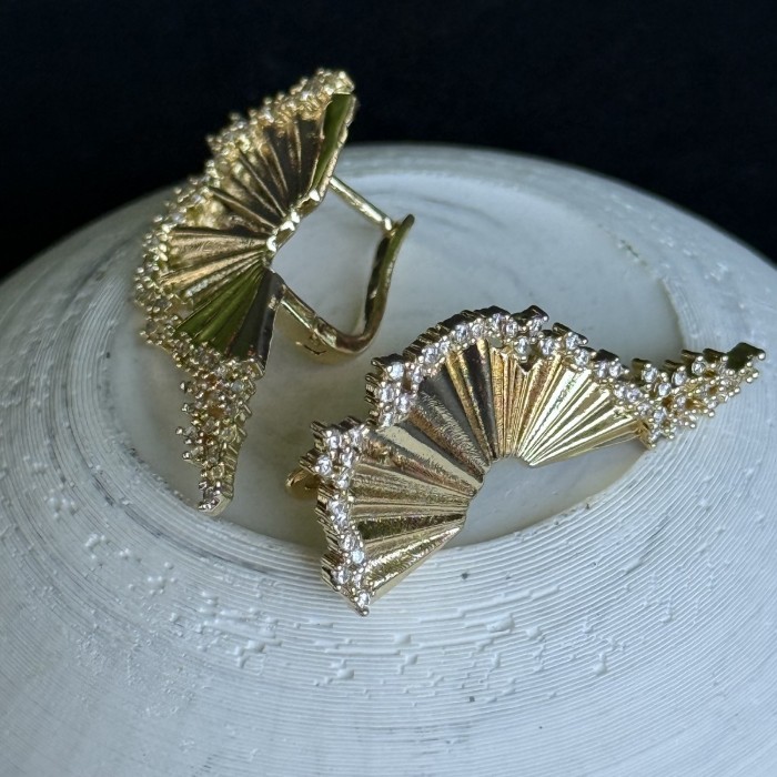 Yelpaze Formlu Küpe (Altın Sarısı) resmi