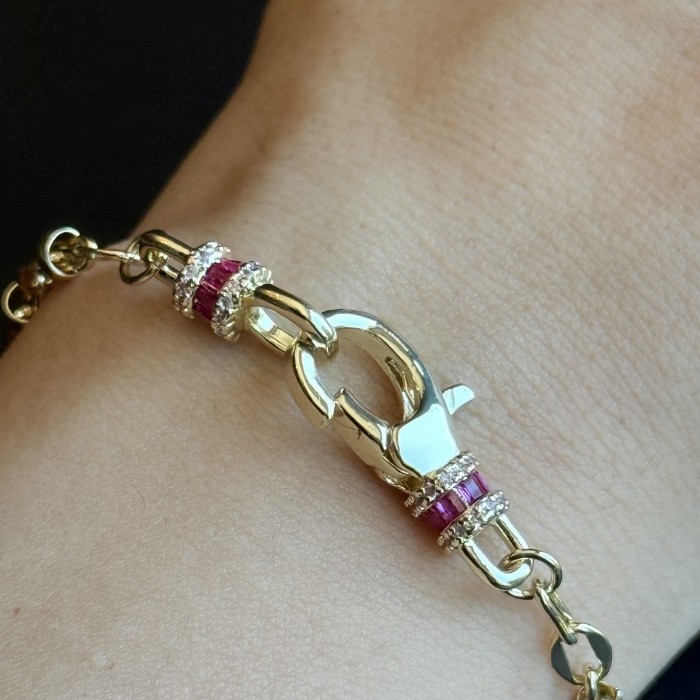 Renkli Safir Detaylı Altın Bileklik resmi