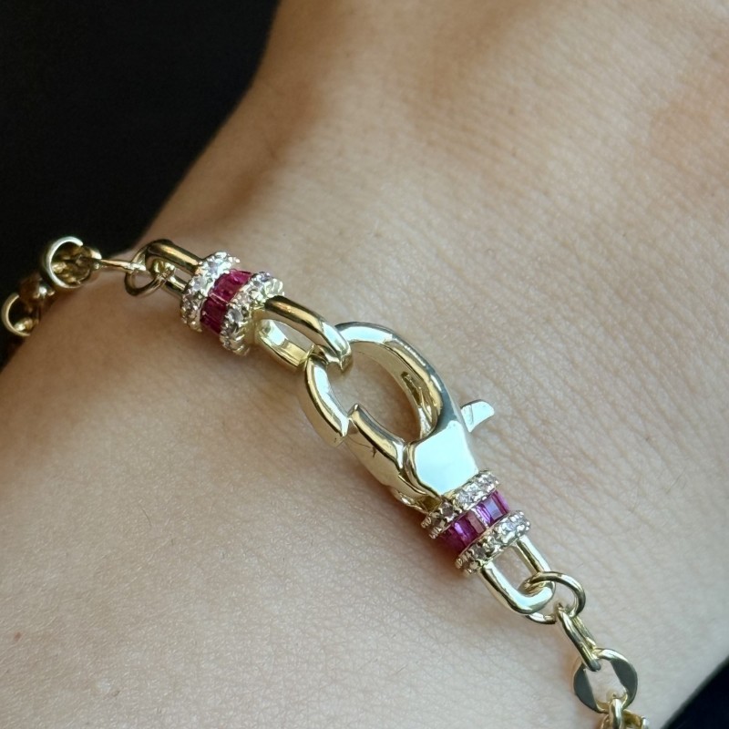 Renkli Safir Detaylı Altın Bileklik resmi