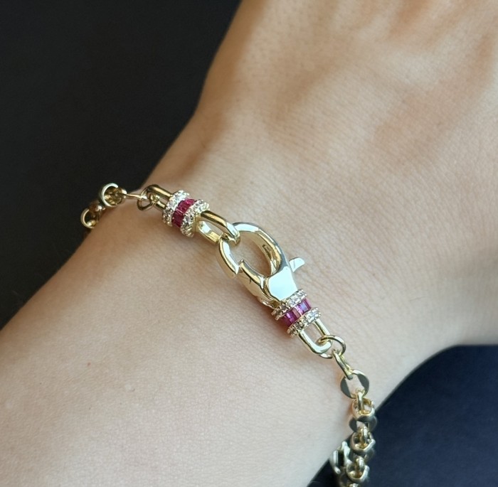 Renkli Safir Detaylı Altın Bileklik resmi