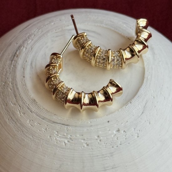 Işıltılı Gold Taşlı Küpe resmi