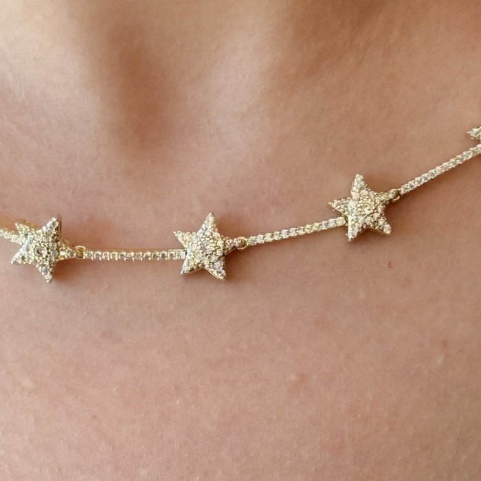 Parlayan Yıldız – Gold Taşlı Kolye resmi