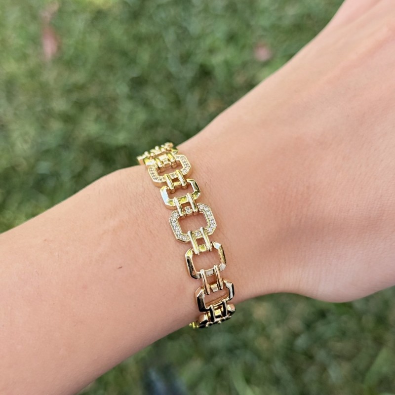 Geometrik Halkalı Taşlı Bileklik  resmi