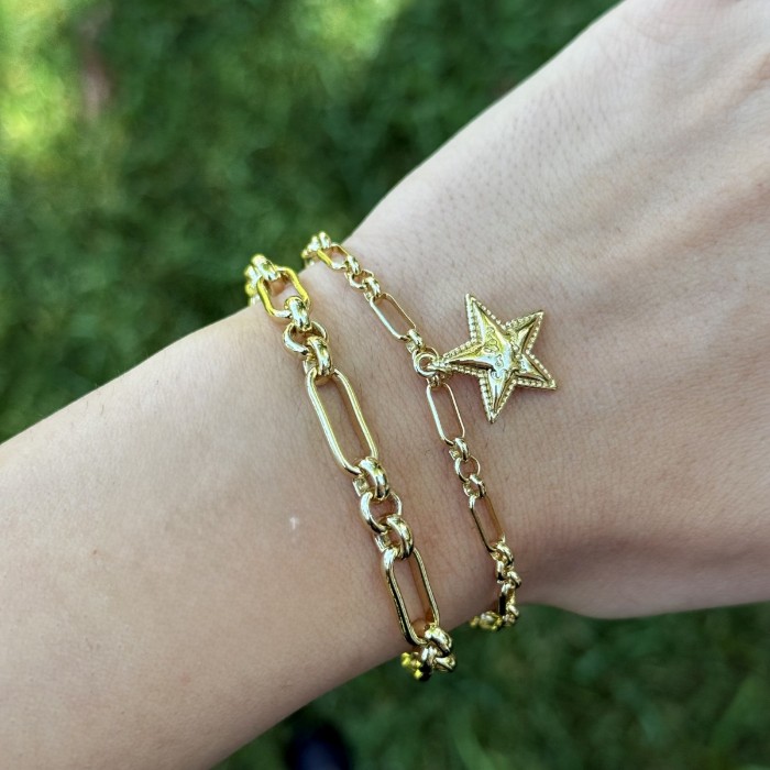 🌟Yıldız Uçlu İkili Zincir Bileklik  resmi