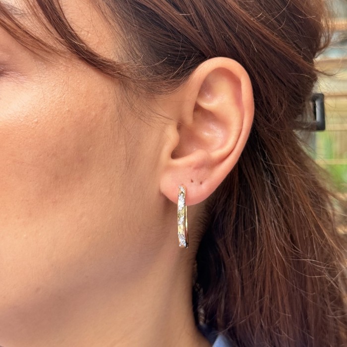 Modern Işıltı: Silver & Gold Halka Küpe resmi