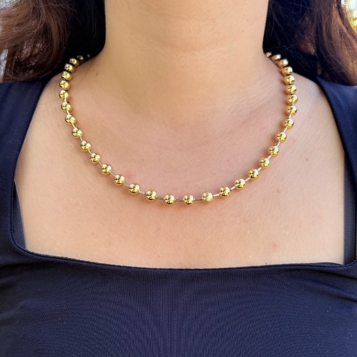 Klasik Altın Top Kolye  resmi