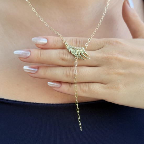 Zincir Detaylı Sallantılı Kolye  resmi