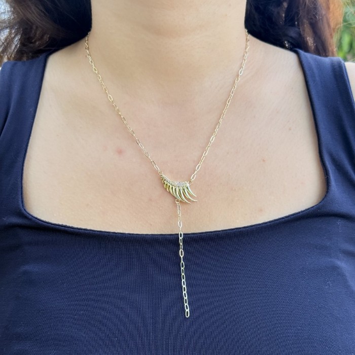 Zincir Detaylı Sallantılı Kolye  resmi