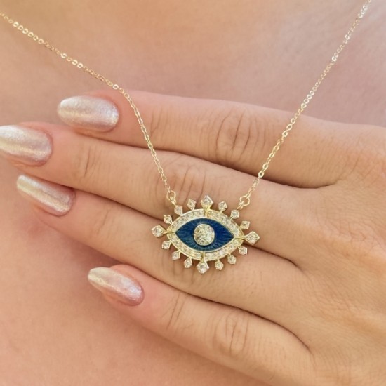 Mavi Nazar Boncuklu Kolye resmi