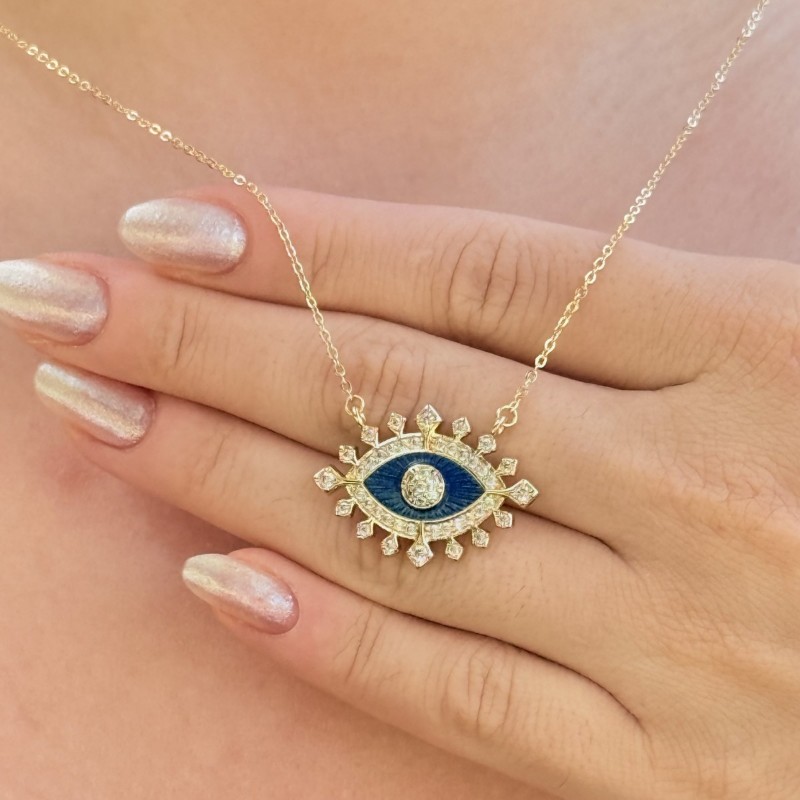 Mavi Nazar Boncuklu Kolye resmi