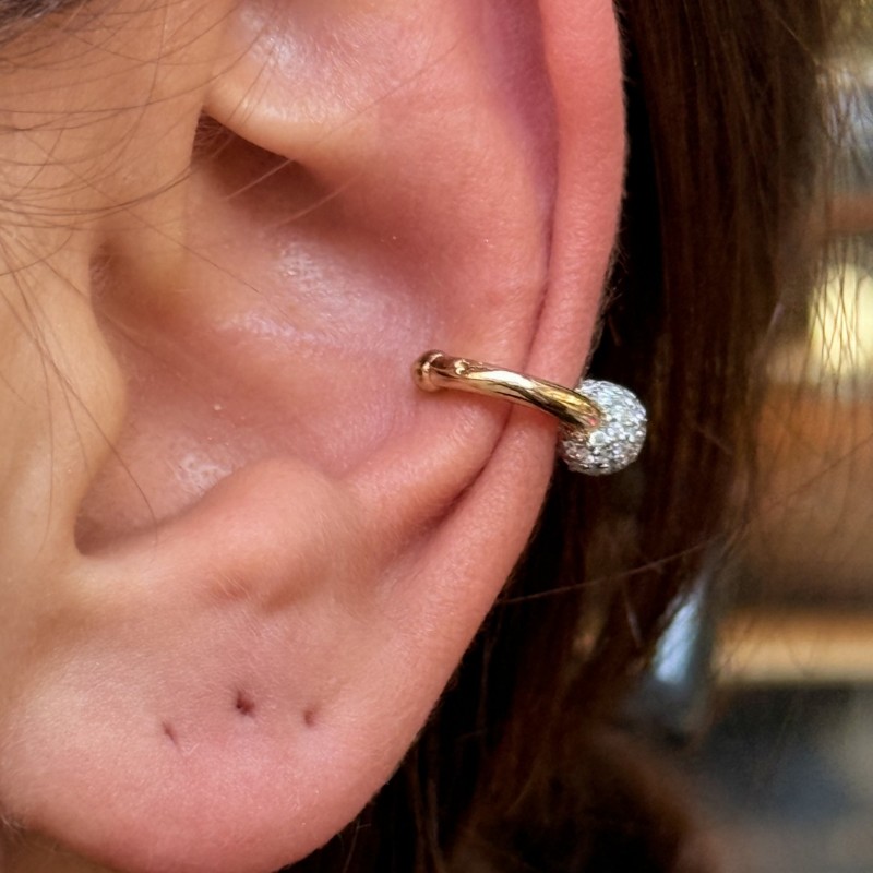 Minimal Taşlı Halka Küpe resmi