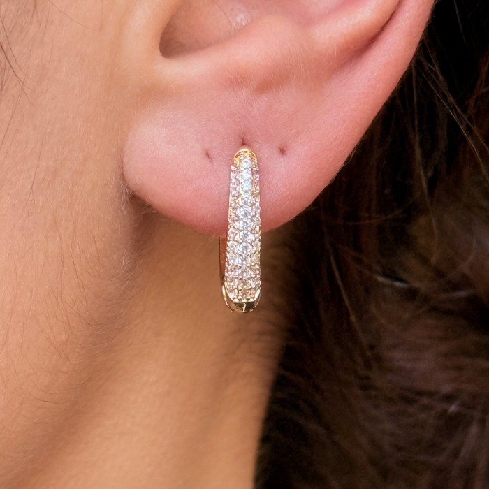 Zarif Taşlı Halka Küpe resmi