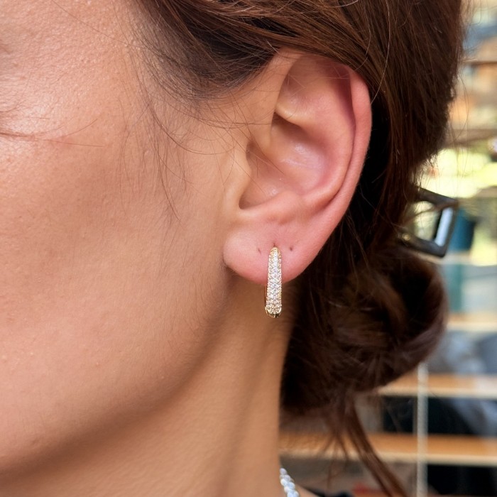 Zarif Taşlı Halka Küpe resmi