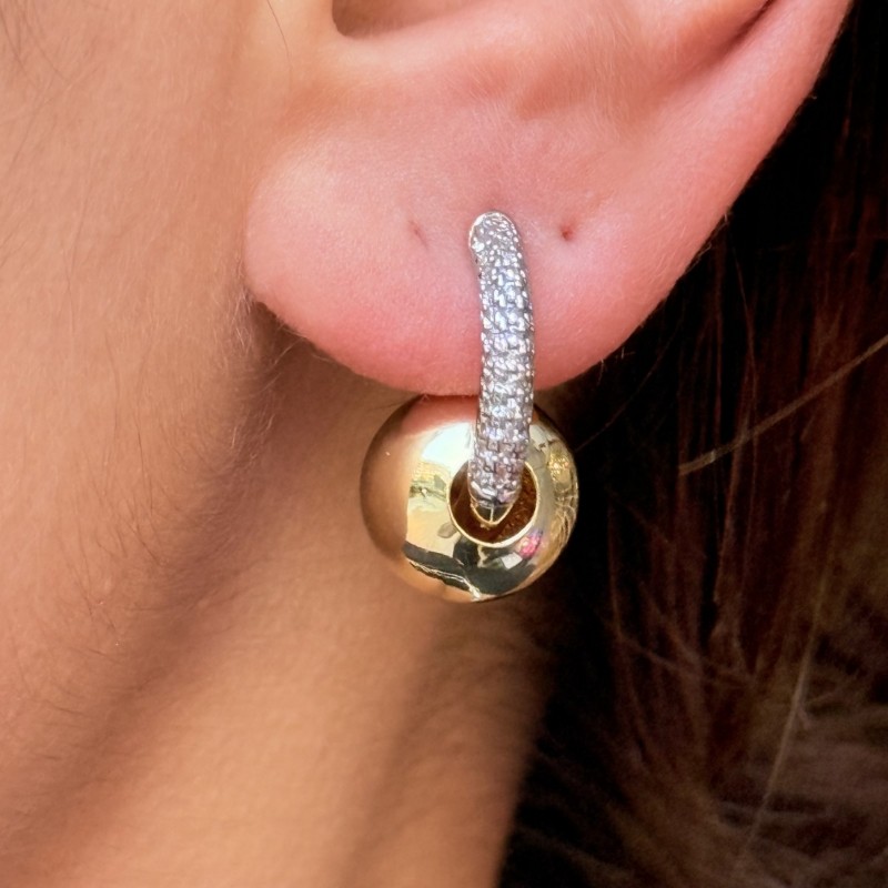 Altın & Taş Uyumu Küpe resmi