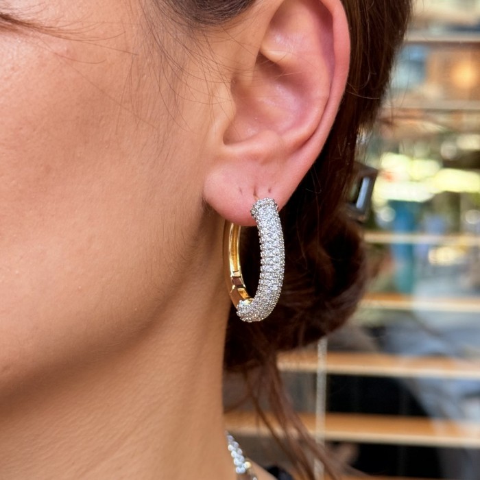 Işıltılı Kalın Halka Küpe resmi