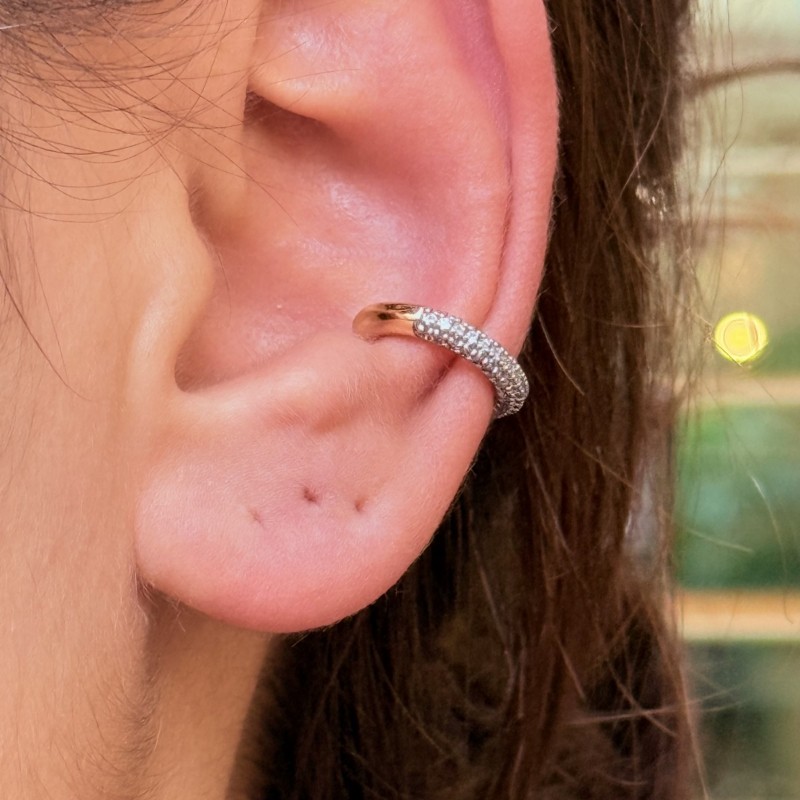 Taşlı Minimal Kıkırdak gümüş  resmi