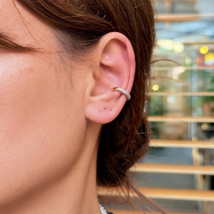 Taşlı Minimal Kıkırdak gümüş  resmi