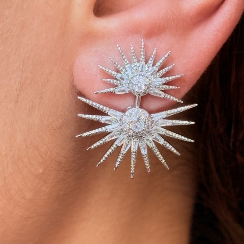 Gümüş Güneş Işığı Küpe resmi