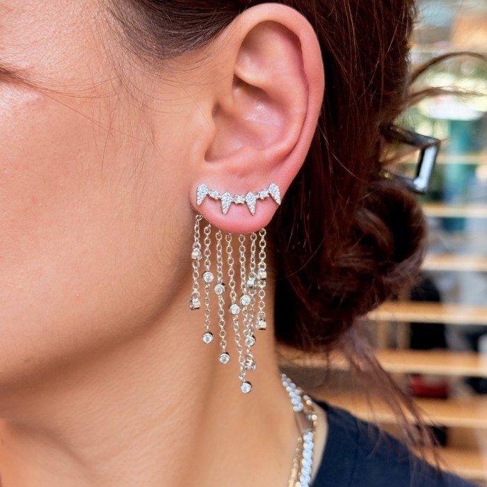 Zincir Detaylı Taşlı Küpe resmi