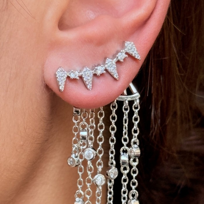 Zincir Detaylı Taşlı Küpe resmi