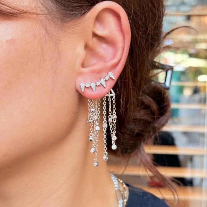 Zincir Detaylı Taşlı Küpe resmi