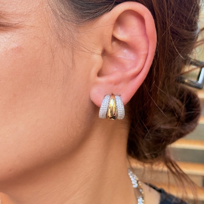 Üçlü Halka Küpe ( ortası altın tonlu) resmi