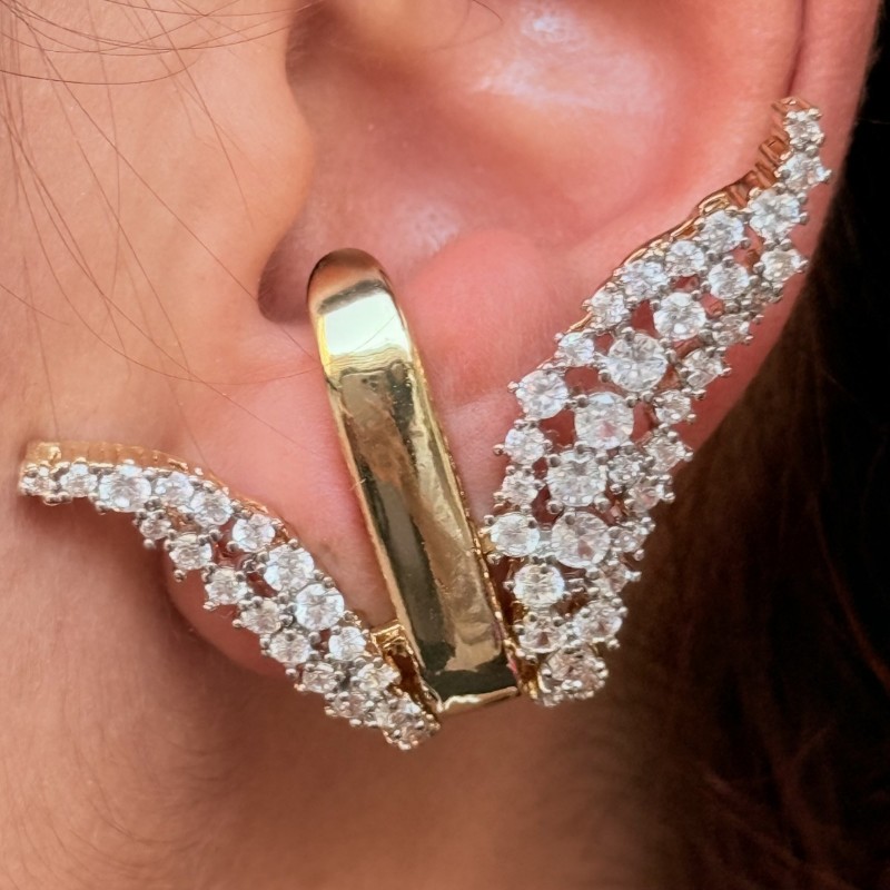 Kanat Formlu Taşlı Küpe resmi