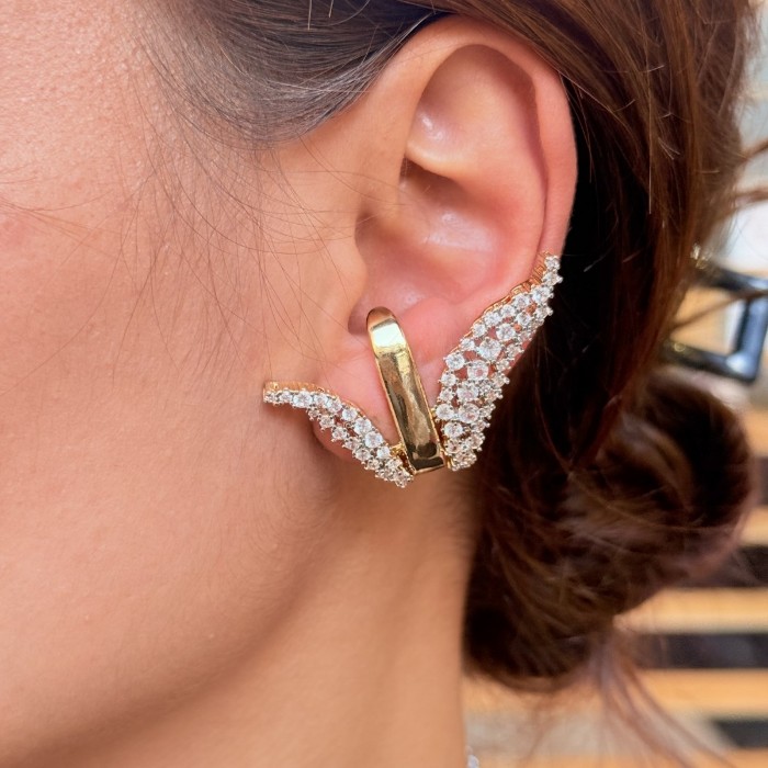 Kanat Formlu Taşlı Küpe resmi