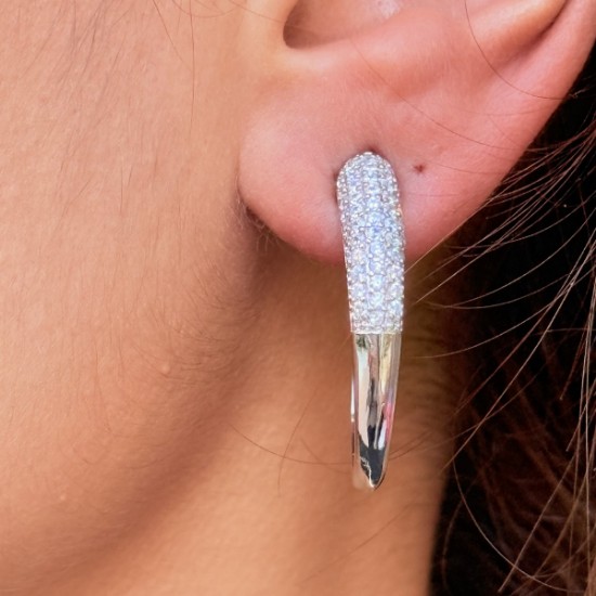 Gümüş Uçlu Taşlı Küpe resmi