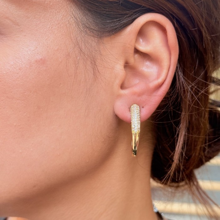 Altın Uçlu Taşlı Küpe resmi