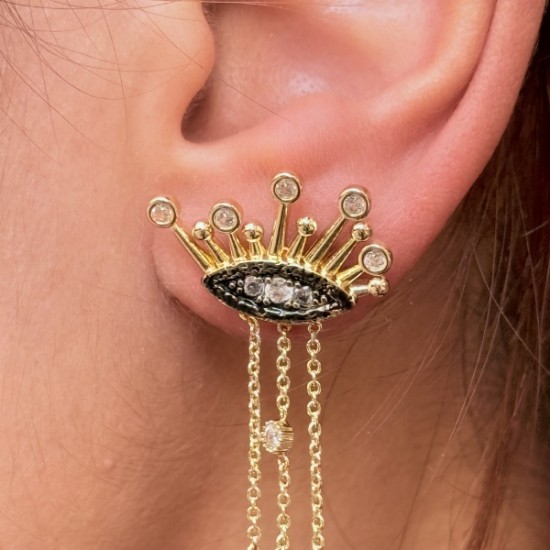 Göz Figürlü Zincir Küpe resmi