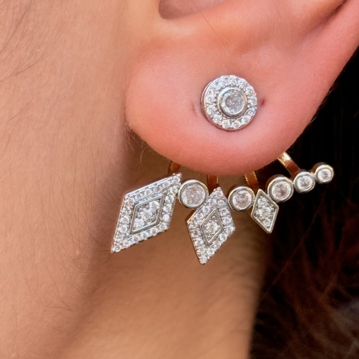 Geometrik Taşlı Küpe resmi