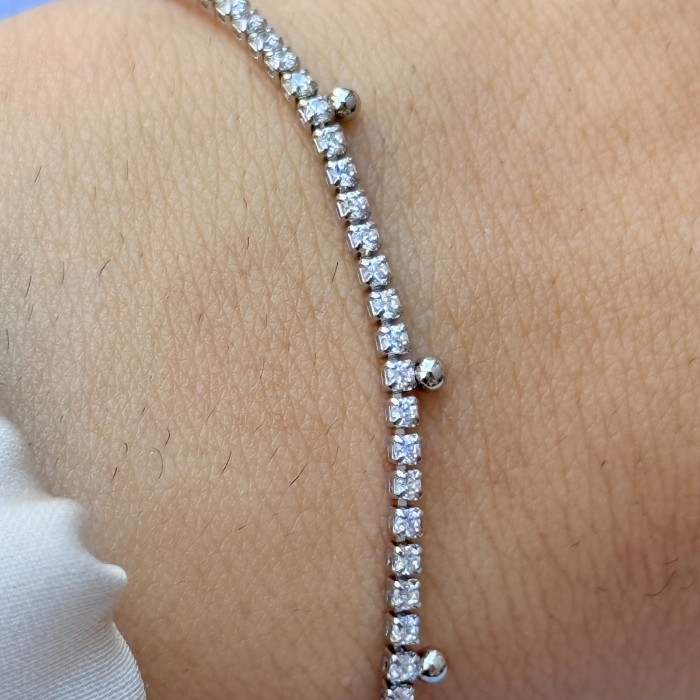 Minimal Taşlı Gümüş Bilezik resmi