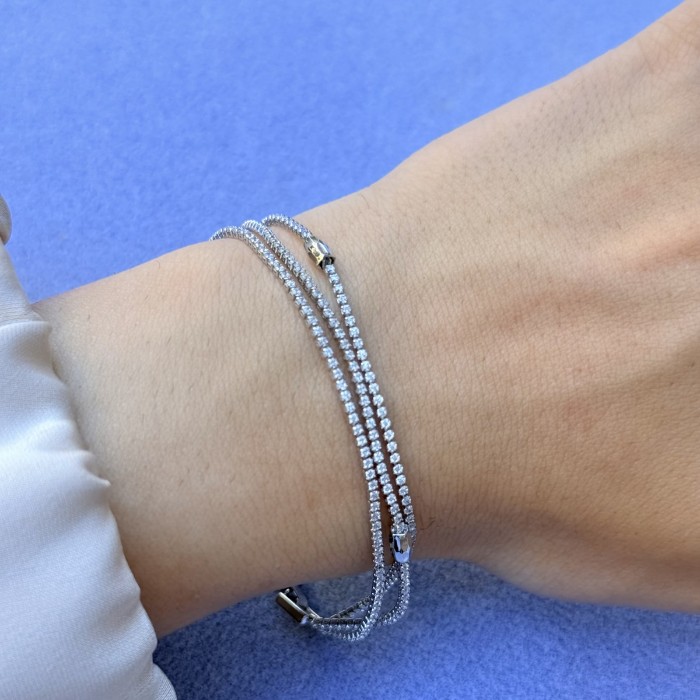 Üç Sıra Taşlı Gümüş Bilezik resmi