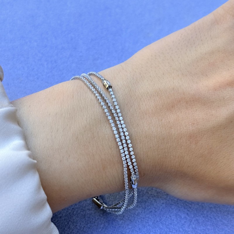 Üç Sıra Taşlı Gümüş Bilezik resmi