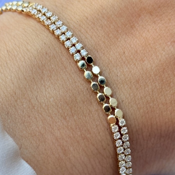 Çift Sıra Taşlı Altın Bileklik resmi