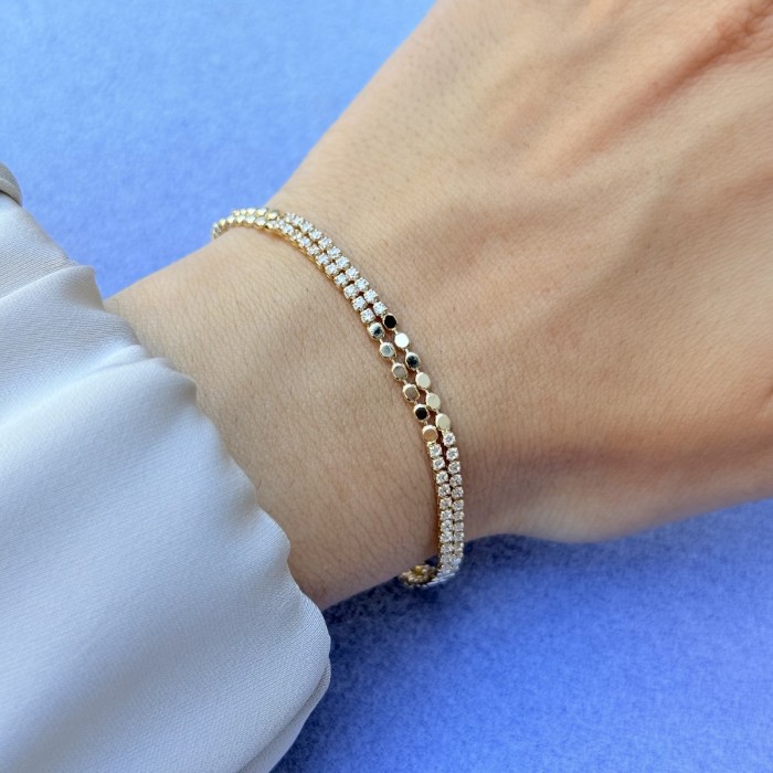 Çift Sıra Taşlı Altın Bileklik resmi