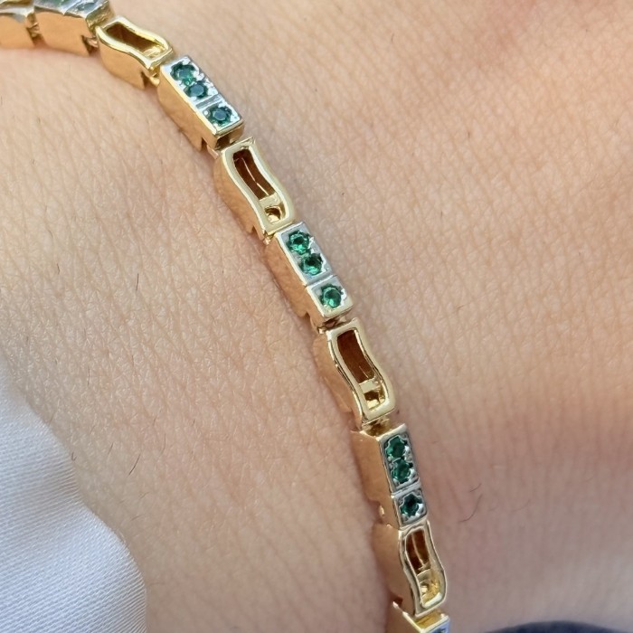 Zümrüt Detaylı Altın Bileklik resmi