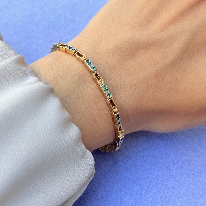 Zümrüt Detaylı Altın Bileklik resmi