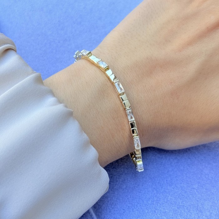 Dikdörtgen Taşlı Altın tonlu Bileklik resmi