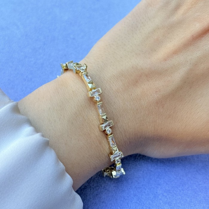 Dikdörtgen ve Yuvarlak Taşlı Bileklik resmi