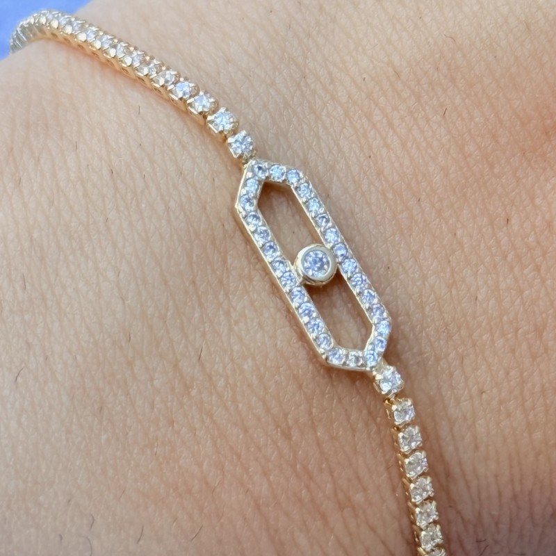 İnce Geometrik Taşlı Bileklik gold resmi