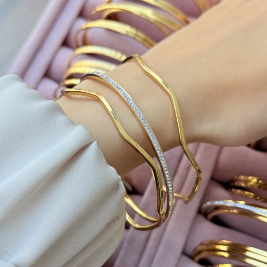 Taş Detaylı Dalgalı Ajda Bileklik resmi