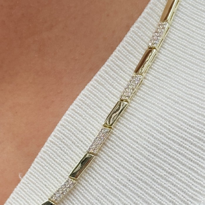 Dikdörtgen Taş İşlemeli Kolye resmi