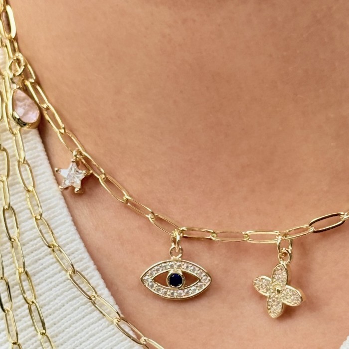 Nazar Boncuğu ve Figürlü Katmanlı Kolye resmi